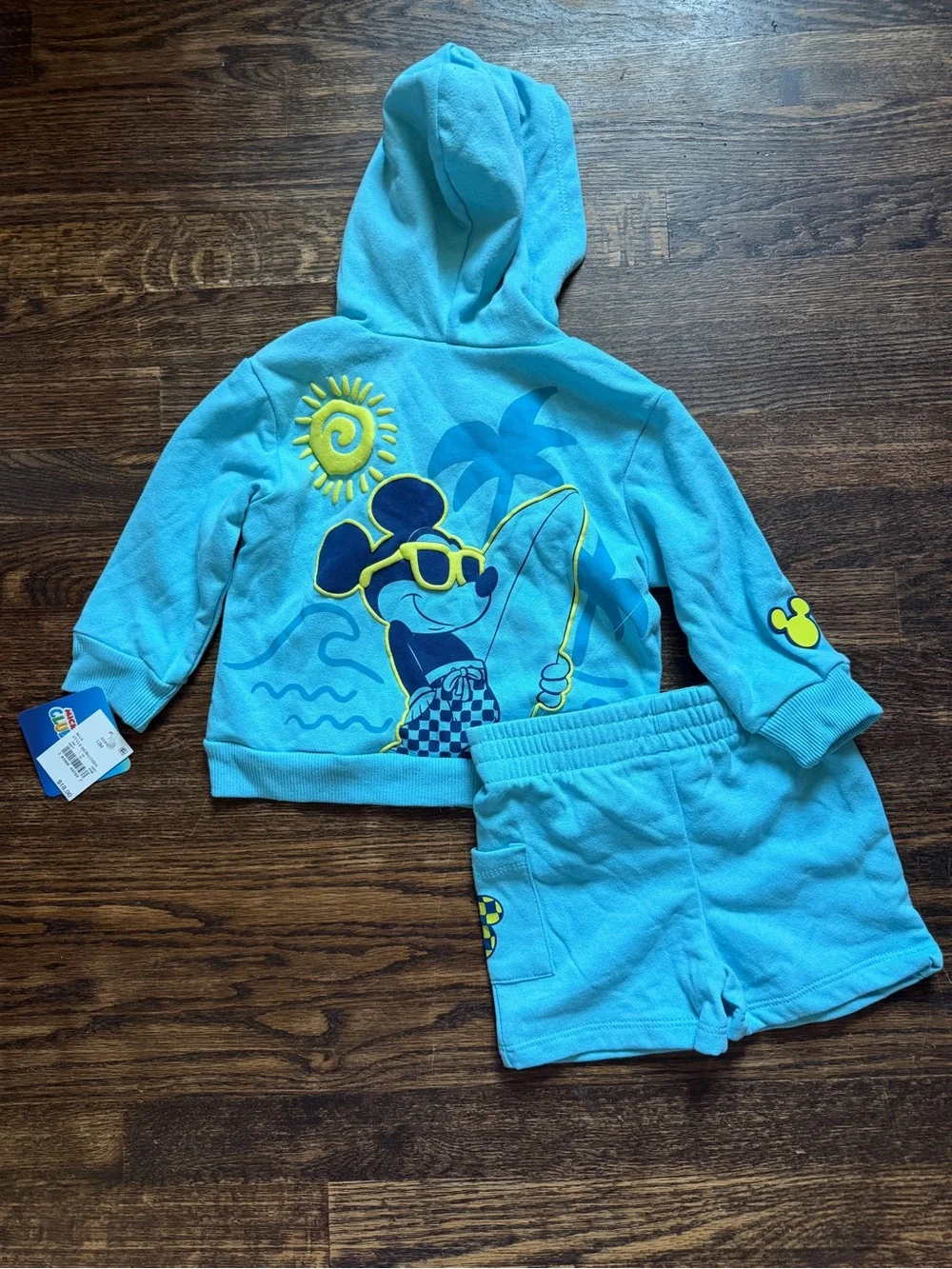 Disney Mickey Mouse Baby Boys Surf Zip up Hoodie & Shorts Set